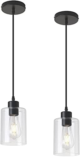 Black Pendant Light Fixture for Kitchen Island (Acc Glass) - Image 2