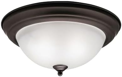 Kichler 14" 2-Light Flush Mount Light, Olde Bronze | Clear satin etched glass complements kitchens, dining rooms, and hallways (14" x 6"), 8112OZ - Image 4