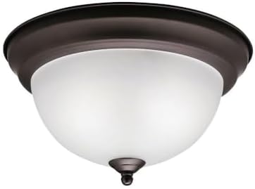 Kichler 12" 2-Light Flush Mount Light, Olde Bronze | Satin etched glass creates warm ambient lighting for living spaces (12" x 7"), 8111OZ - Image 4