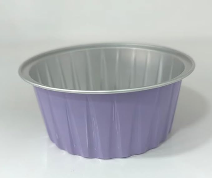 50Pcs Mini Aluminum Foil Cupcake,5oz Light Purple Baking Cups with Lids | Mini Cake Pans,Oven Air Fryers Safe,Loaf Pan with Lids,Disposable Ramekins,Tin Cups Containers for Cupcake,Pudding,Cheesecake by YOIYINI