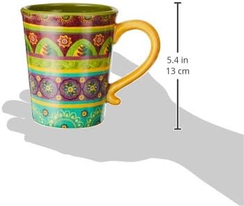 Tunisian Sunset 18 oz. Ceramic Mugs, Set of 4 – Multicolor Boho Coffee & Tea Cups with Bold Folk Art Patterns, Microwave & Dishwasher Safe, Eclectic Kitchen Gift Set for Beverage Lovers (Pack of 3) - Image 4