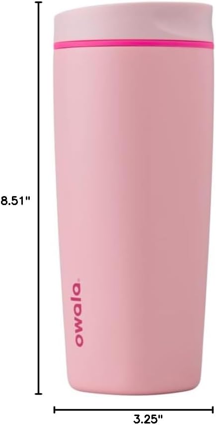 Owala SmoothSip Slider Insulated Stainless Steel Coffee Tumbler, Reusable Iced Cup, Hot Coffee Travel Mug, BPA Free 20 oz, Pink (Pucker Up) (Pack of 8) - Image 6