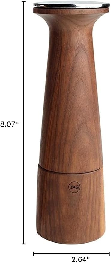 T&G CrushGrind Oblique Black Walnut Salt Mill, 20.5cm / Stylish Fine Dining Gourmet Fully Adjustable Ceramic Manual Grinder/Shaker/Coarse & Fine/Easy Fill - Image 7