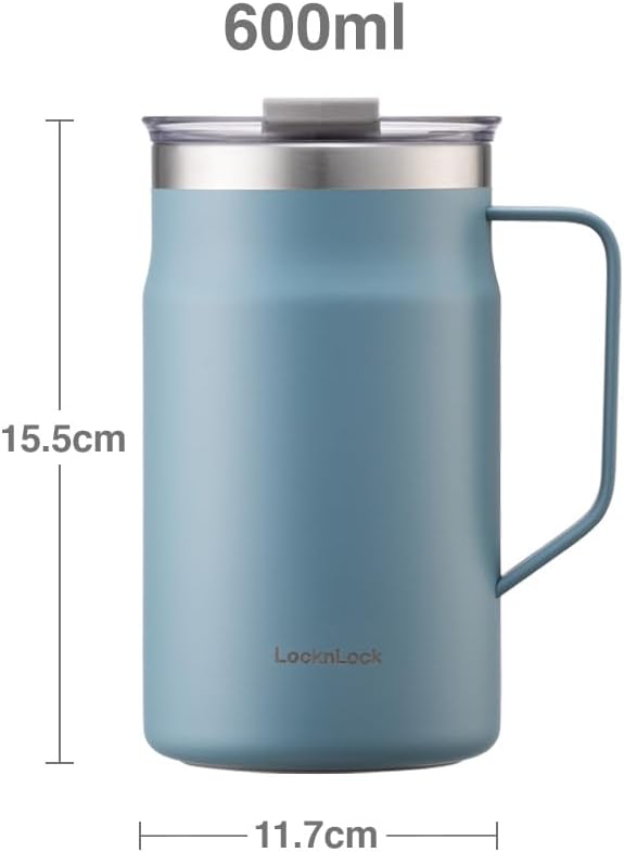 LocknLock Metro Mug Premium 18/8 Stainless Steel Double Wall Insulated with Handle Perfect for table with Lid, Yellow, 20 oz - Image 10