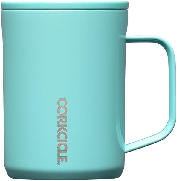 Corkcicle Classic Coffee Mug - Triple Insulated Stainless Steel Travel Mug - Shatter-Proof Lid - Keeps Drink Hot Over 3 Hours - Holiday Mug Gift - Great for Gifting Warmth - 16 oz - Turquoise by Corkcicle