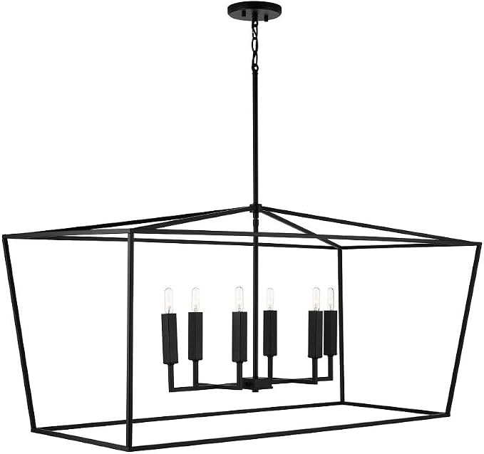 Capital Lighting 837661AD Thea Symmetrical Clear Line Island/Linear Pendant, 6-Light 360 Total Watts, 21" H x 42" W, Aged Brass - Image 10