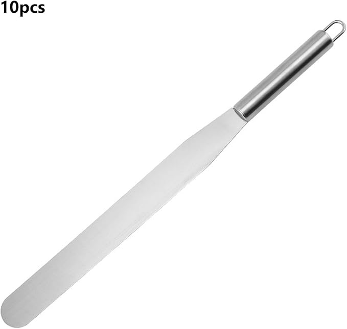 Stainless Steel Pastry Spatula Set 10pcs, 10 Inch Cake Icing Spreader For Professional Bakers