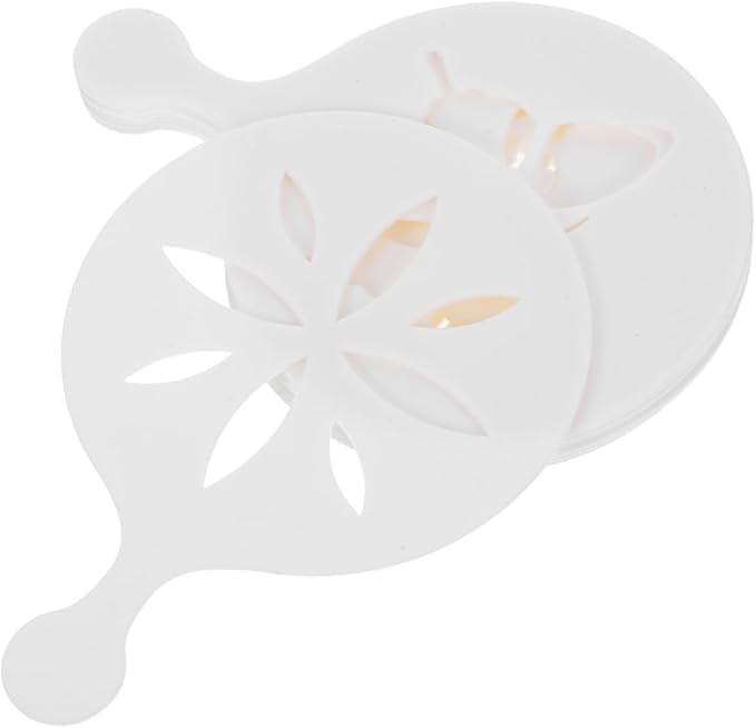 Cabilock 8Pcs Reusable Coffee Art Stencils Plastic Latte Decorating Templates for Cappuccino Cookie Cake Designs for Home Use