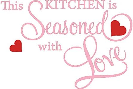Pink 27'' X 40'' This Kitchen is Seasoned with Love Wall Quote Sticker by Picniva