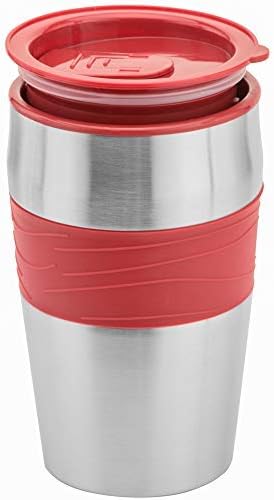 Mixpresso Single Serve & Single Cup Coffee Maker with 14oz Travel Mug Red | For ground coffee only, reusable filter, auto shut off. Compact personal drip coffee maker, not compatible with K-Cup pods. - Image 8