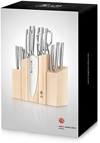 Cangshan TN1 Series 1021967 Swedish 14C28N Steel Forged 14-Piece DENALI Magnetic Knife Block Set, Maple