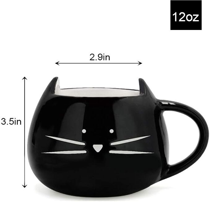 Koolkatkoo Cute Ceramic Cat Coffee Mug 12 oz Cat Lovers Kitty Tea Mugs Gifts for Women Girls Black - Image 6
