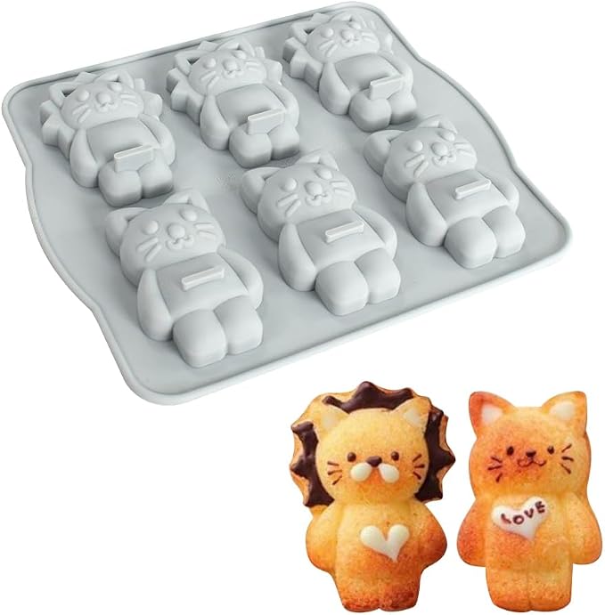 Silicone Mold for Cake DIY Baking Chocolate Eco-Friendly Cake Mold Candy Chocolate Cake Mould Baking DIY Kitchen Accessiories (Lion Cat Q_7.92 X7 X0.76 inch) - Image 9