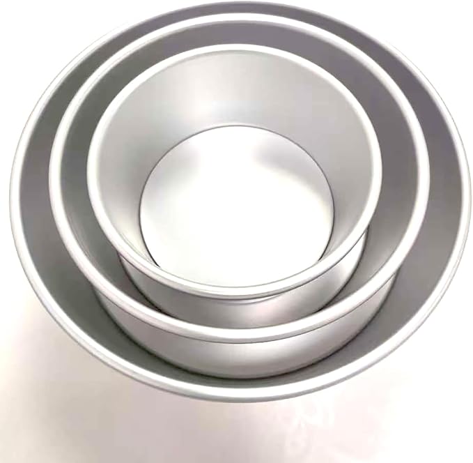Round Cake Pan with Removable Bottom, Set of 3 (6 x 3 inch/8 x 3 inch/10 x 3 inch), Aluminum Baking Pans for Layer Cakes, Evenly Heating Tools for Home Kitchen, Tapered Side - Image 9