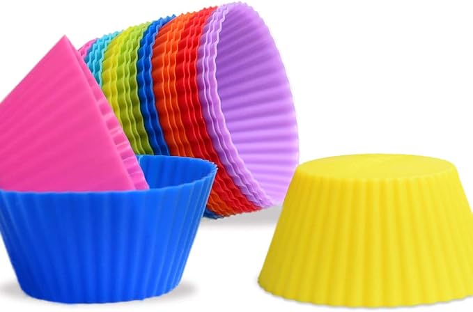 24 Pack Silicone Baking Cups Reusable Muffin Liners Non-Stick Cup Cake Molds Set Cupcake Silicone Liner Standard Size Silicone Cupcake Holder Reusable Cupcake Liners Christmas Gift (8 Rainbow Colors) - Image 7