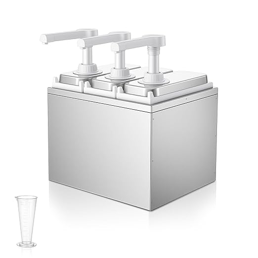 2.11 Quart Stainless Steel Sauce Pump Dispenser,Condiment Pump Station Detachable Leak-Proof Design for Sauce Honey Syrup Dressing,Commercial & Home Kitchen Use (3 Heads, 1L)