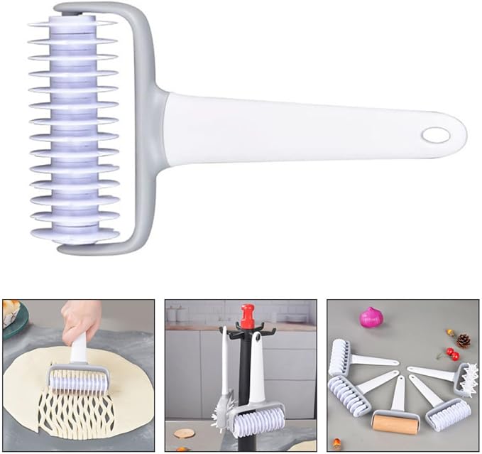 2pcs Pizza Dough Roller Pin with Lattice Cutter for Bread and Handmade Noodles, White Pp Material, Waterproof and Easy to Clean Baking Tool for Pastry and Pizza Dough - Image 9