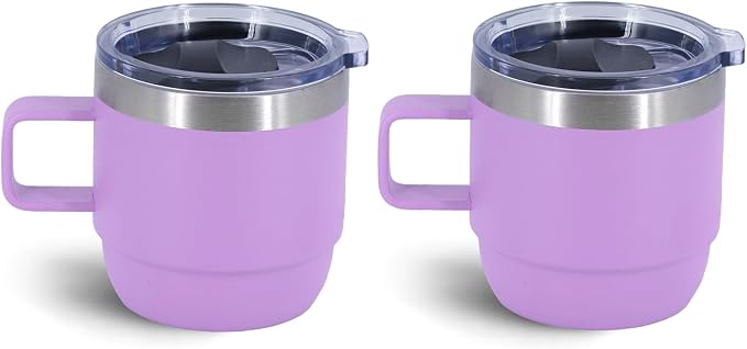 6 oz Stackable Mug, Stainless Steel cup with handle, Vacuum Insulated Espresso/Coffee Mug, shot Glass Set for 2-Piece Set for Coffee, Spirits, Wine, Tea-purple - Image 7