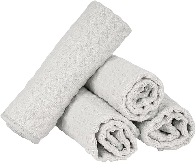 watchget Barista Microfiber Cloths 4 Pack Light Grey(12"x12") | Professional Cleaning Towels for Espresso Machines, Steam Wands & Countertops Essential Coffee Bar Accessories - Image 8