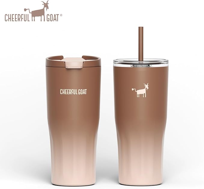 CHEERFUL GOAT Ceramic Lined Coffee Travel Mug – Stainless Steel Travel Coffee Tumbler with Ceramic Liner, with lid, 21 OZ Cup for Hot and Cold Water Coffee at Home, Office, or On the Go (Latte Ombre) - Image 9