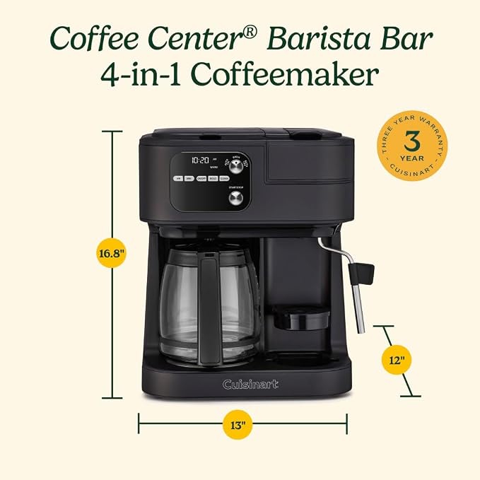 Cuisinart Coffee Center Barista Bar 4-in-1 Coffee Maker, Single-Serve Pods Compatible, Coffeemaker, Three Brewing Sizes, SS-4N1MBNAS, Black - Image 5