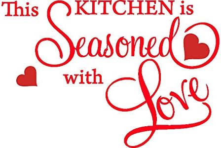 Picniva Red 22'' X 31'' This Kitchen is Seasoned with Love Wall Quote Sticker by Picniva