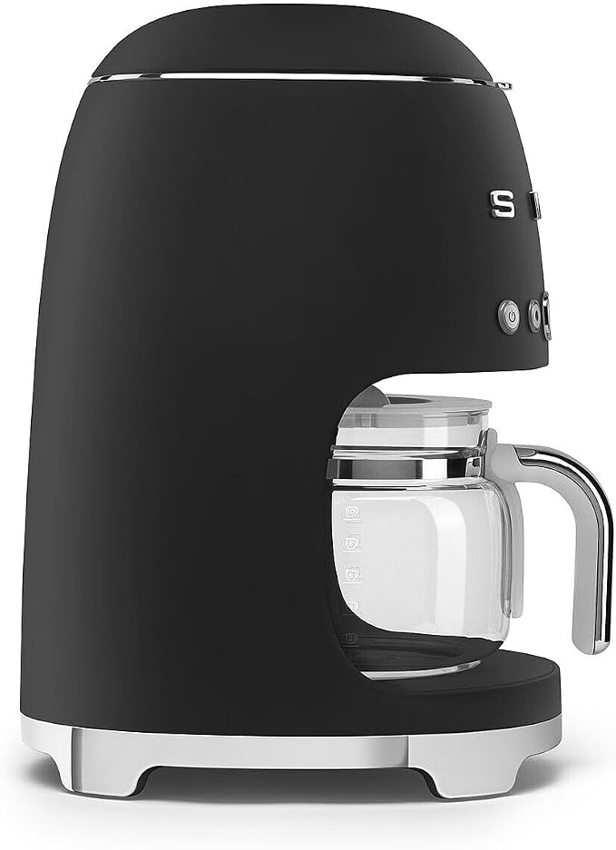 Smeg 50's Retro Style Aesthetic Drip Coffee Machine with 10 Cup Glass Carafe, Auto Start Feature, Keep Warm Plate, and Two Coffee Strength Settings (Matte Black) - Image 6