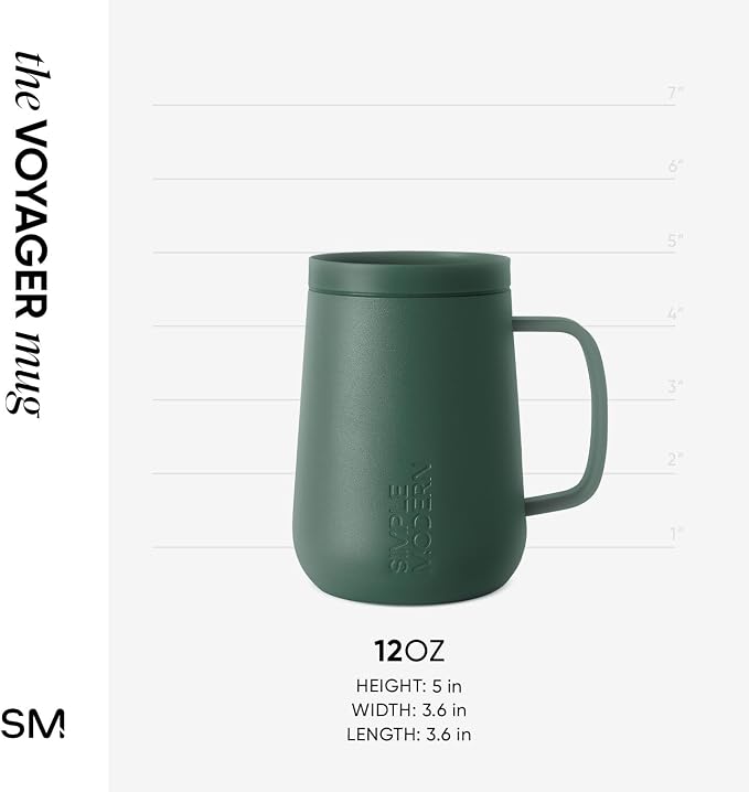 Simple Modern Voyager Signature Mug | Travel Coffee Tumbler with 360° Lid and Handle | Ceramic-Lined Insulated Stainless Steel Iced Cold Brew Cup | 12oz, Forest - Image 6