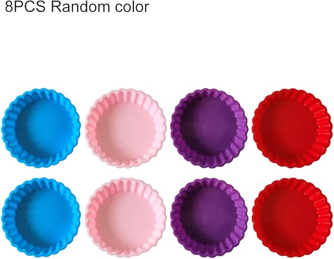 8 Pack Silicone Tart and Pie Molds, 4.2 Inches Round Baking Molds, Small Fluted Cake Pans Mini Quiche Tart Pans for Baking Pies, Tarts, Cakes, Small Dessert DIY (Random Color)