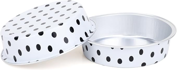 Beasea Mini Tart Pans with Lids 50 Pack, 4” 8oz Disposable Aluminum Baking Foil Tins Round Small White Black Dot Container for Individual Cupcake Dessert Muffin Ramekin Cheesecake Quiche Oven Dishes - Image 6