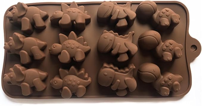 LeLehome 2PCS Silicone Dinosaurs Molds, BPA Free Non-Stick Chocolate Gummy Candy Baking Mold Bakeware for Ice Cube, Soap, Candle, Jello, Cake Decoration, Kids Gift