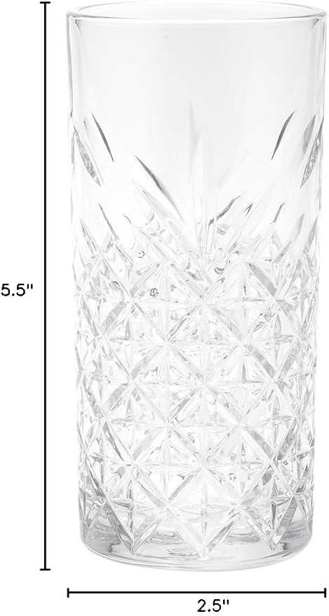 Restaurantware-Timeless 10 Ounce Highball Glasses, Set of 12 Etched Drinking Glasses - Dishwasher-Safe, Chip-Resistant, Clear Glass Water Glass, Lead-Free, For Juices Or Cocktails - Image 7
