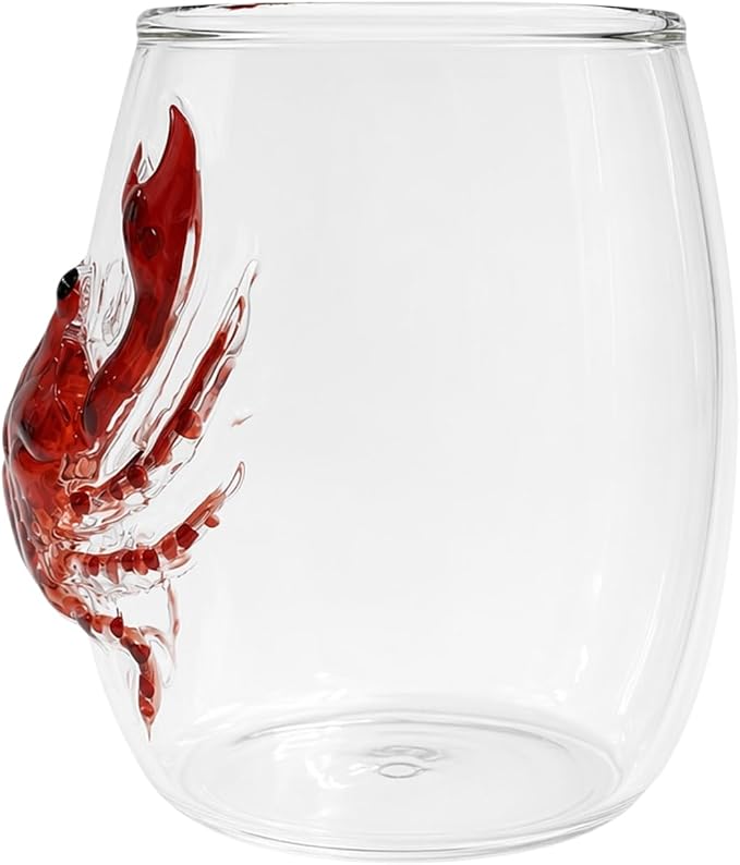 Handmade 3D Blue Stemless Ocean Glass Cup (White Style 2) | 3D Sculpted Handmade Blue Ring Stemless Glass Ocean Cup Handblown Glassware (White Style 2) - Image 6