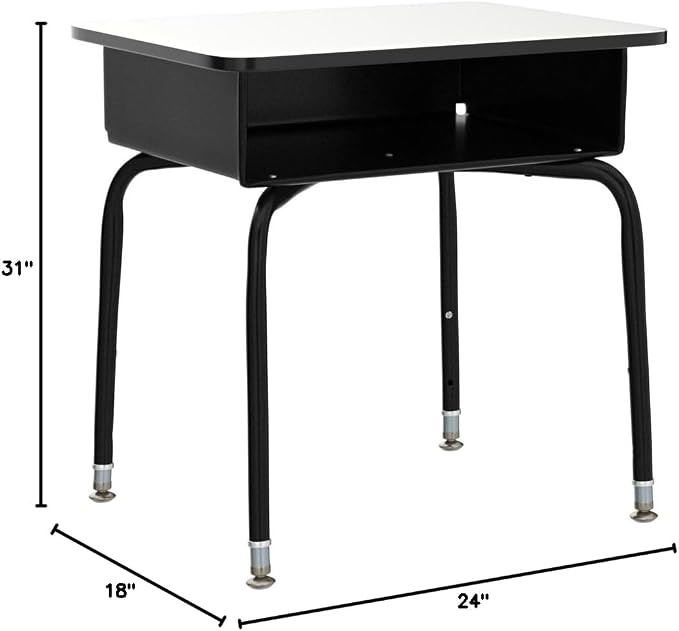 Flash Furniture Billie Open Front Student Desk for Classrooms or Remote Learning, Height Adjustable School Desk with Metal Book Box, Gray/Black - Image 14