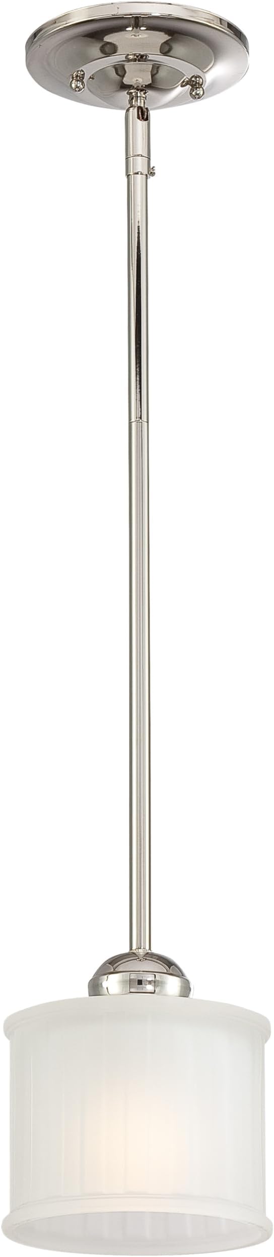 Minka-Lavery 1730 Series 1 Light Mini-Pendant in Polished Nickel Finish with Etched Glass Box-Pleat Glass by MinkaLavery
