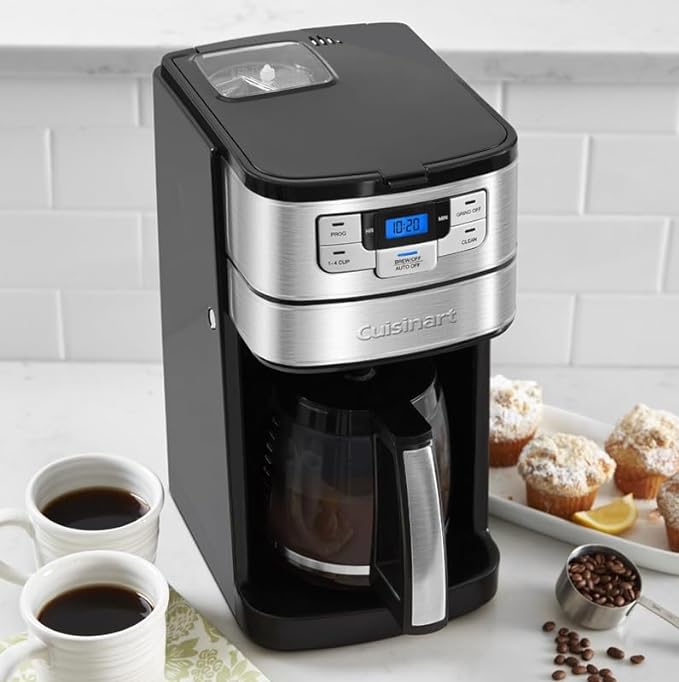 Cuisinart Automatic Grind & Brew 12-Cup Coffee Maker with Blade Grinder, Programmable Coffee Machine Glass Carafe with 1-4 Cup Setting, Brew Pause, Grind-Off Option, DGB-400NAS, Black/Stainless Steel - Image 5