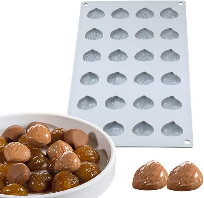 mostsom Mini Chestnut Chocolate Mold,Silicone Molds,Small Jelly Bean,Pastry,Candy,Fondant Molds (Chestnut K)