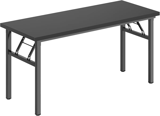 DlandHome 54.3 Inch Large Folding Computer Desk, Fully Assembled, Black | Foldable Writing Table, Portable Activity Conference Table for Home Office, Wood Top Metal Frame, Collapsible Easy Storage - Image 9