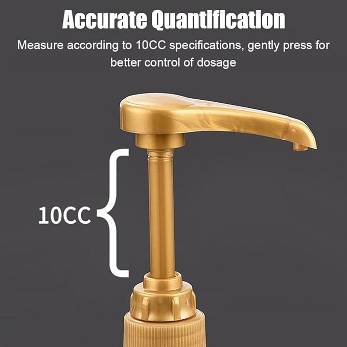 Gold Coffee Syrup Pumps - 4 Pack Dispenser for 750mL Torani, for Davinci and Jordan Skinny Bottles, Precise 0.25oz Dispensing with Lockable Design
