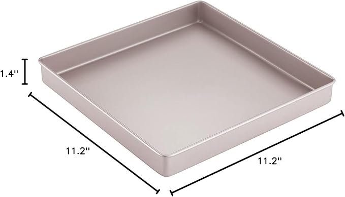CHEFMADE 11-Inch Baking Sheet Pan, Non-Stick & Dishwasher Safe Square Jelly Roll Bakeware for Oven Roasting Meat Bread Battenberg Pizzas Pastries 11.2" x 11.2" x 1.4" (Champagne Gold) - Image 9