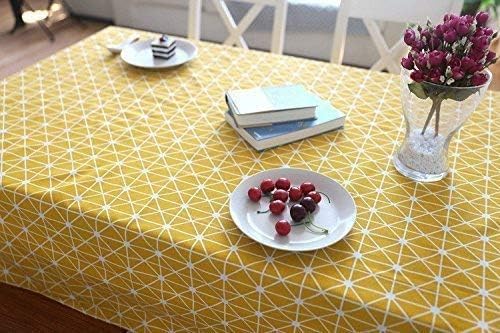 meioro Yellow Boho Table Cloth Rectangle Cotton Linen Nordic Twill Tablecloths Wrinkle Free Fabric Checkerboard Stripe Table Cloths Rustic Cover for Kitchen Dining Party Outdoor Picnic(55 x 70 Inch) - Image 8