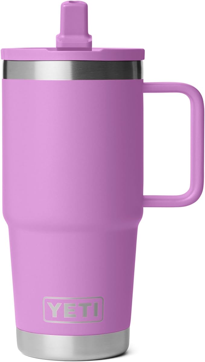 YETI Rambler 20 oz Travel Mug with Flip Straw Lid – Stainless Steel, Vacuum Insulated, Leakproof, Cup Holder Friendly, Desert Bloom - Image 9