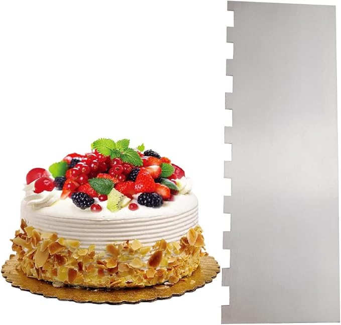 8.6 Inch Stainless Steel Cake Scraper Metal Scraper for Cake Smoother Leveler Scraper Cake Decorating Comb Cake Cutter for Mousse Butter Cream (Style 2)