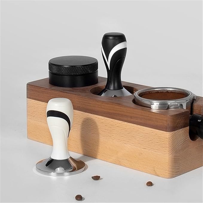 51/53/58mm Espresso Tamper, Coffee Tamper With Calibrated Spring Loaded, Flat Stainless Steel Base Tamper For Portafilter Basket Espresso Machine Handle(White 53mm)