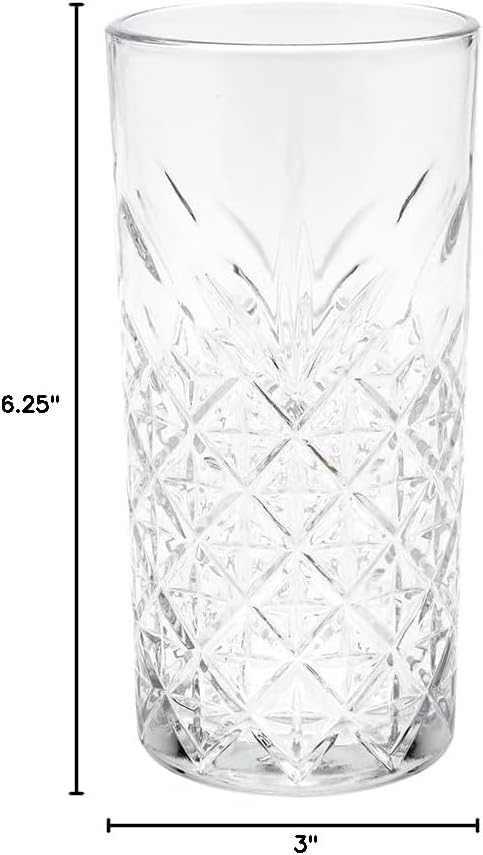 Restaurantware Timeless 15 Ounce Tall Beverage Glasses Set of 6 Etched Drinking Glasses - Dishwasher-Safe Chip-Resistant Clear Glass Water Glasses Lead-Free For All Types Of Drinks - Image 4