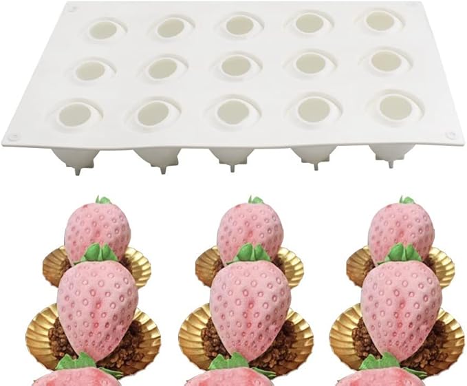 Silicone Mold Baking Pan Non-Stick Baking Pastry Chocolate Cake Dessert DIY Decoration Tools (Strawberry P_11.8x6.8x0.2 inch)