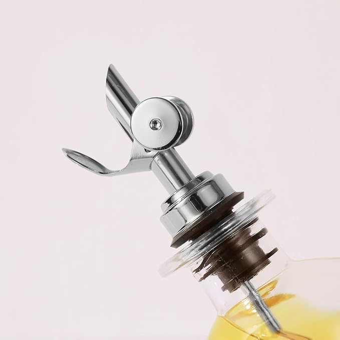 Molimoli Oil and Vinegar Dispenser with Metal Pour Spout, Weighted Pourer, Glass Bottle Dispenser for Kitchen, Olive Oil Cruet, Glass Olive Oil Bottle | 500ml, Set of 2 - Image 9
