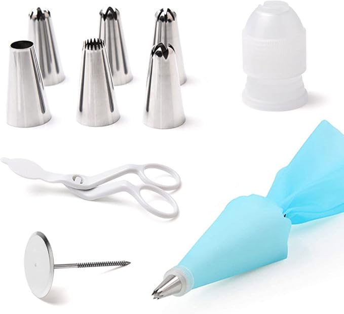 10 Pcs Cupcake Tip Cake Decorating Reusable Piping Bags and Tip Set Baking Supplies for Cookie Decorating Tools and Supplies Scraper Reusable Piping