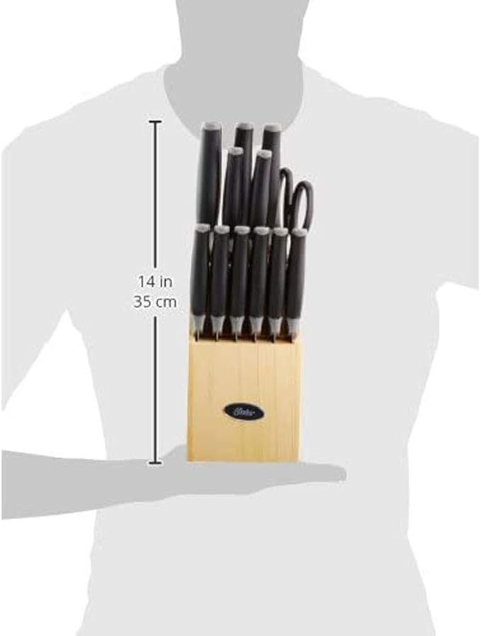 Oster 81007.14 Lindbergh 14 Piece Stainless Steel Cutlery Set Black Block With Sharpener, Teal Handle Kitchen Knives Set,Teal/Black - Image 5