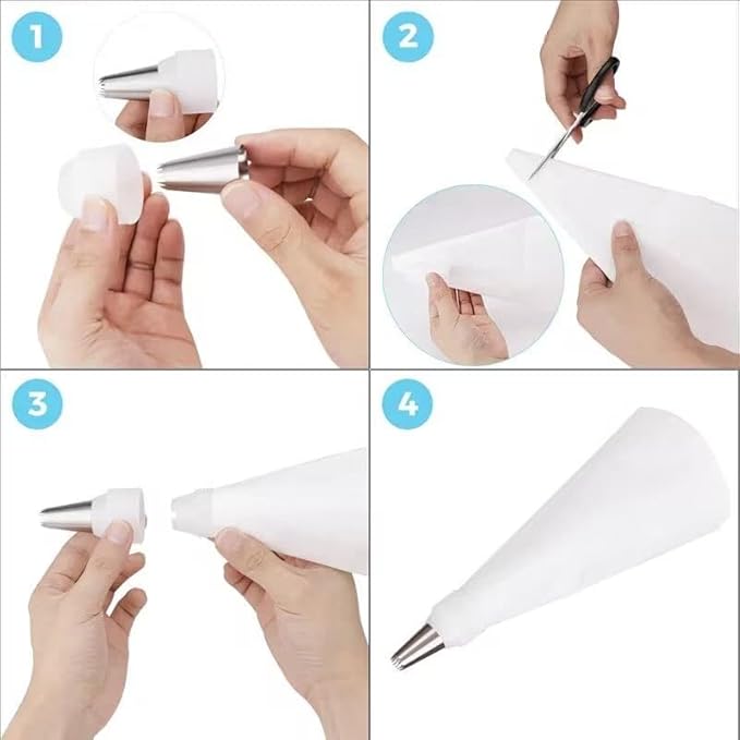 Reusable Cotton Piping Bags & Tips Set -16" Large Pastry Bag with 10 lcing Tips + 2 Couplers for Cake Decorating, Baking Supplies